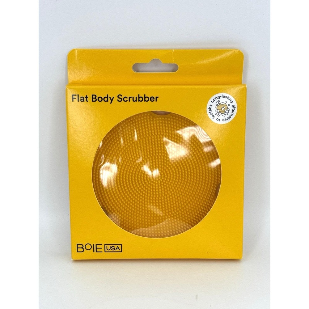 Boie USA Flat Body Scrubber Yellow Exfoliating Antimicrobial Shower Tool NIB